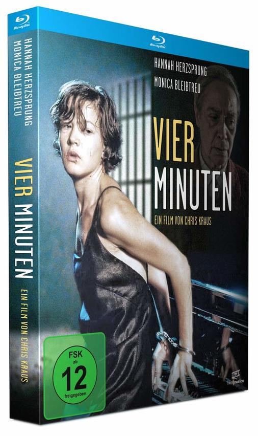 Blu-ray-Cover für 'Vier Minuten', mit einer Frau in Schwarz und einem Mann im Anzug.