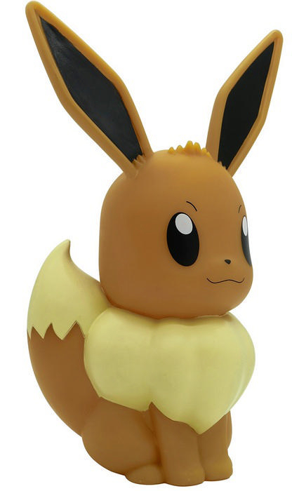 Eevee Pokémon-Figur. Sie hat große Ohren, einen flauschigen Hals und Schwanz sowie einen freundlichen Ausdruck.