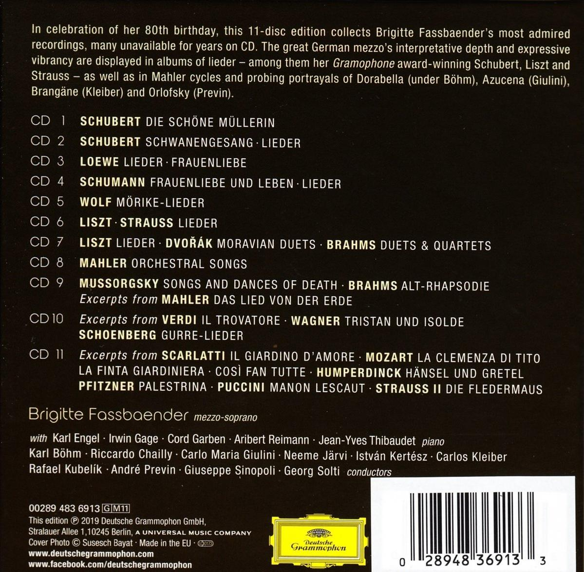 Couverture du CD avec listes des pistes, noms d'artistes et de chefs d'orchestre, et logo Deutsche Grammophon.