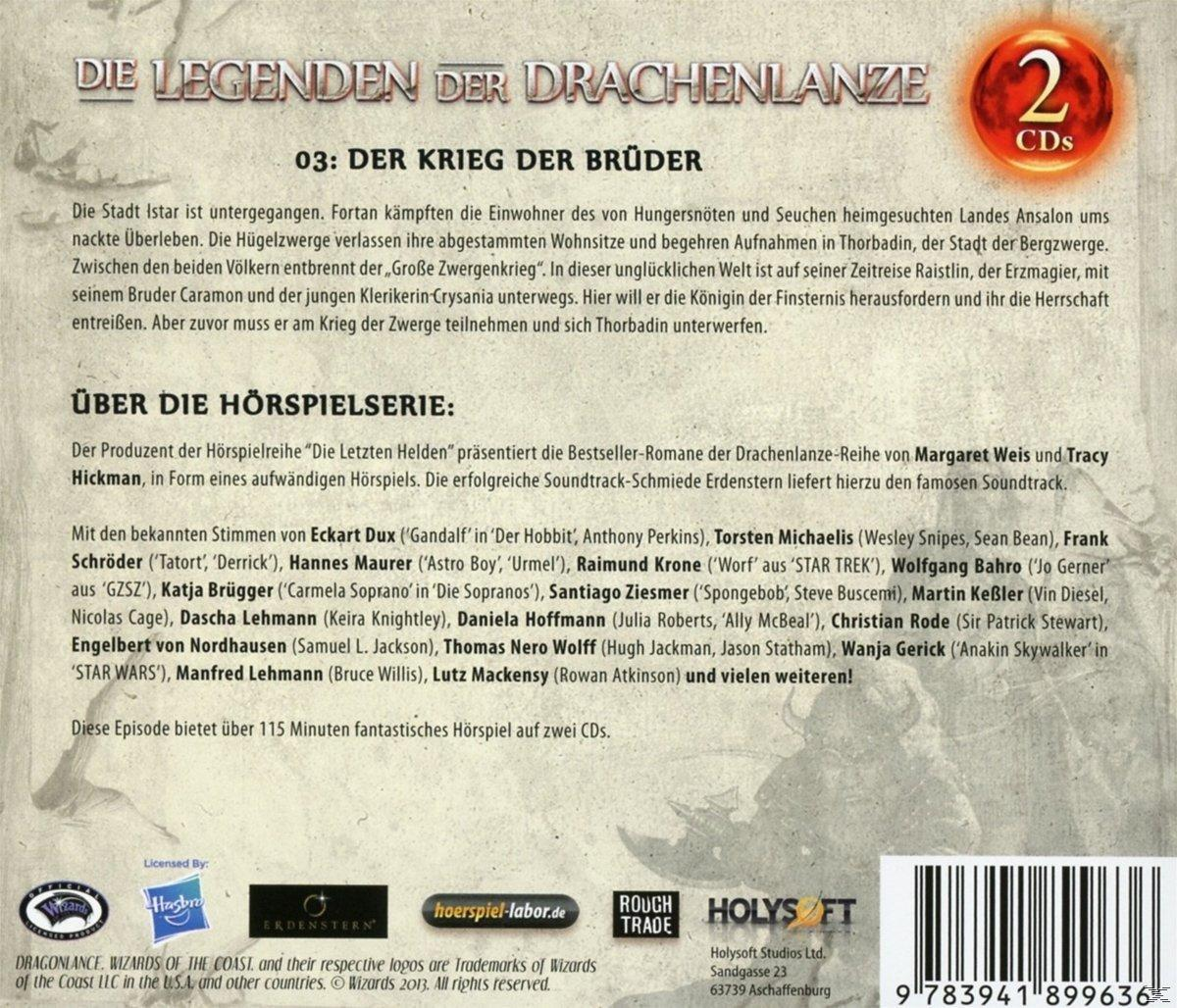 CD-Cover mit Text, Titel und Bildern über eine Geschichte von Drachen und Zwergen, mit Barcode.