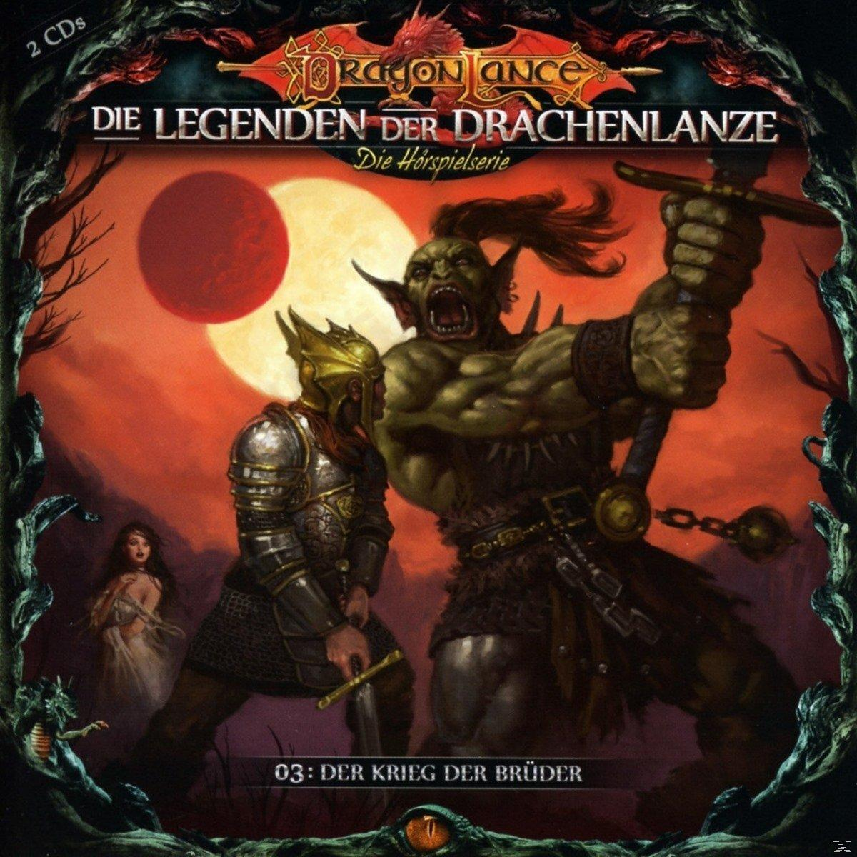 Das Albumcover zeigt eine Fantasieszene mit einem Krieger und einem Ork vor einem roten Mond.