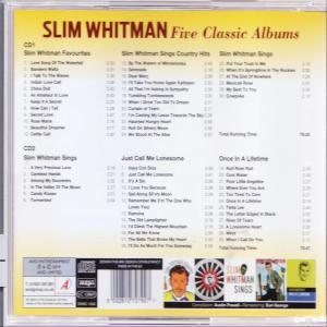 CD-Hülle mit Titellisten von Slim Whitmans Alben auf gelbem und transparentem Hintergrund.