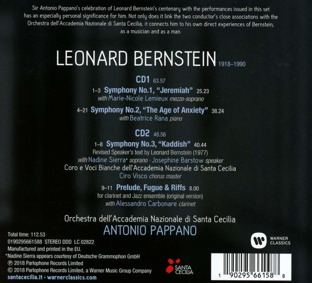Antonio Pappano - Bernstein: The 3 Symphonies CD
