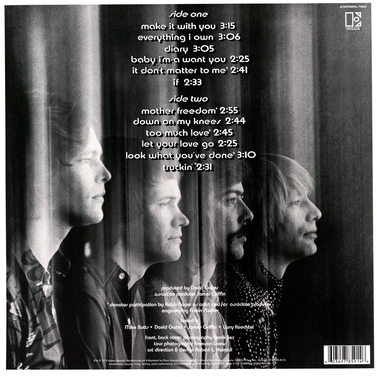 Albumcover mit 4 Männern im Profil. Text: 'Side One, Side Two' und Songtitel.