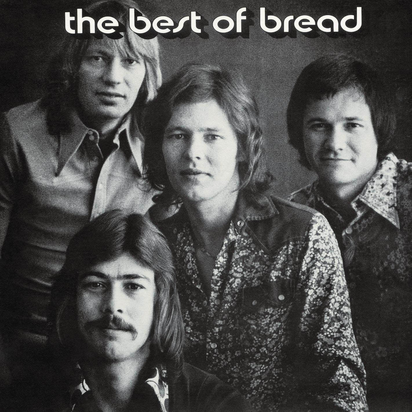 Albumcover: Vier Männer in Retro-Kleidung. Text: The Best of Bread. Schwarz-Weiß-Foto.