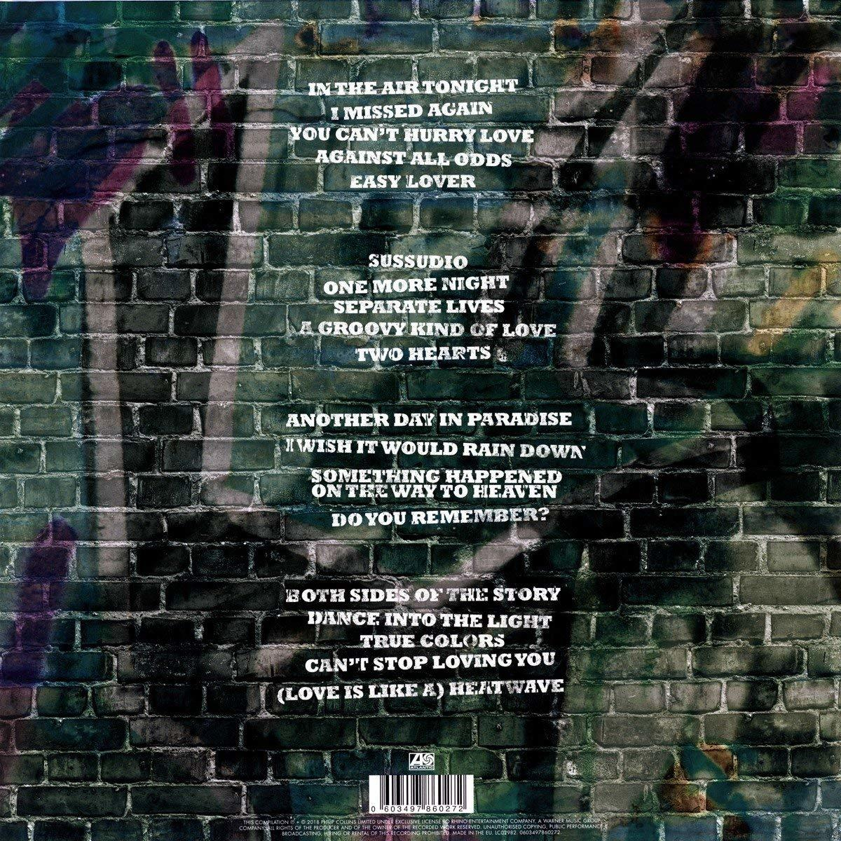 Albumcover mit Songtiteln auf einer Backsteinmauer. Atlantic Records-Logo unten. Graffiti-Kunst sichtbar.