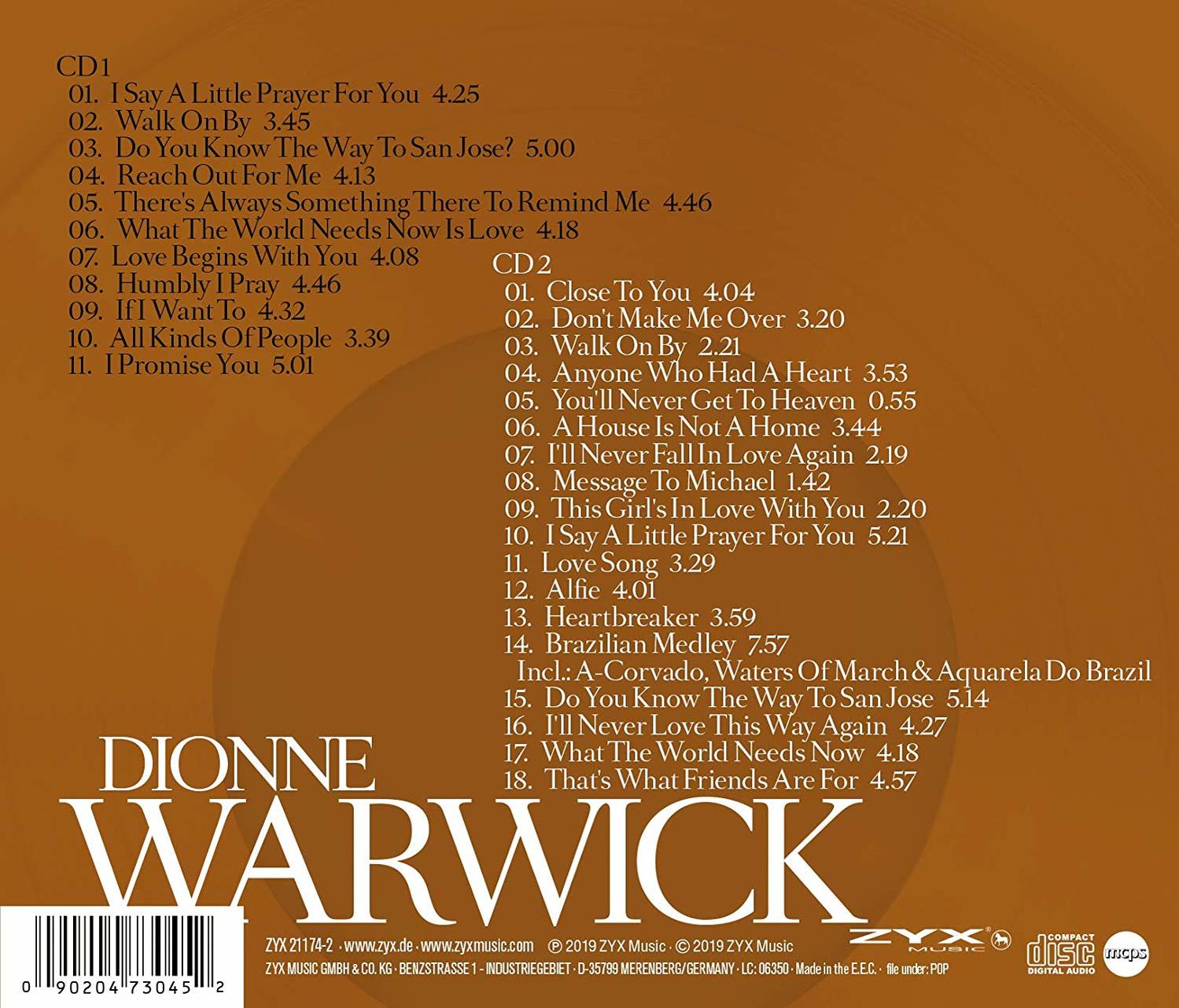 CD-Hülle mit Trackliste und dem Namen Dionne Warwick.