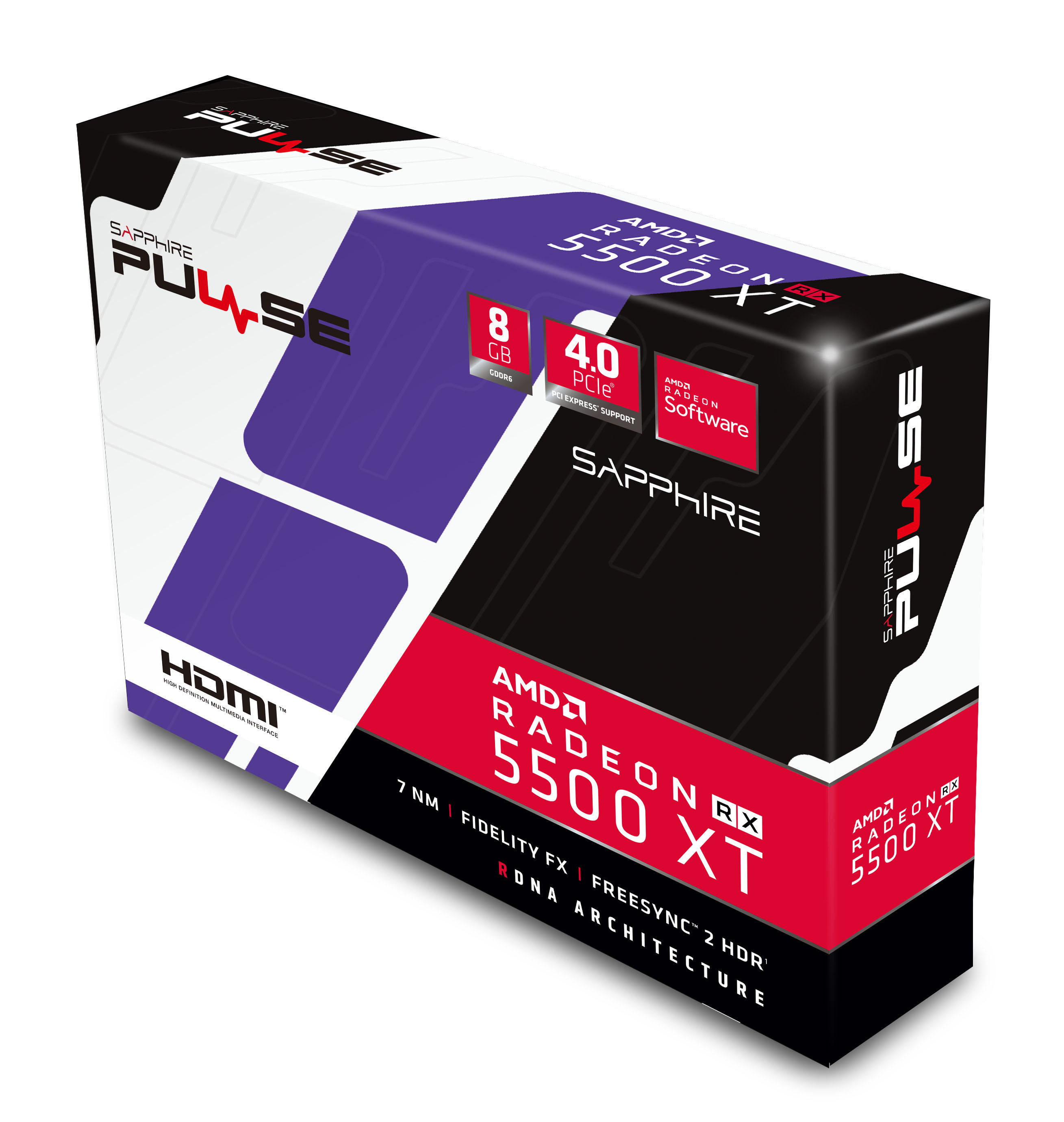 SAPPHIRE Pulse RX 5500 XT 8G (1295-01-20G) (AMD, Grafikkarte)