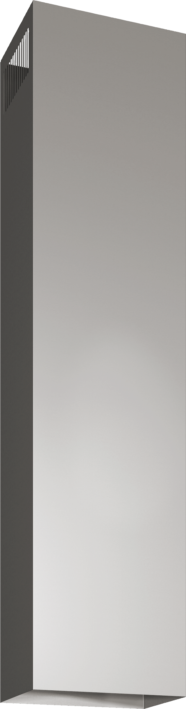 A tall, rectangular, light gray structure with a vent at the top and a darker gray side.