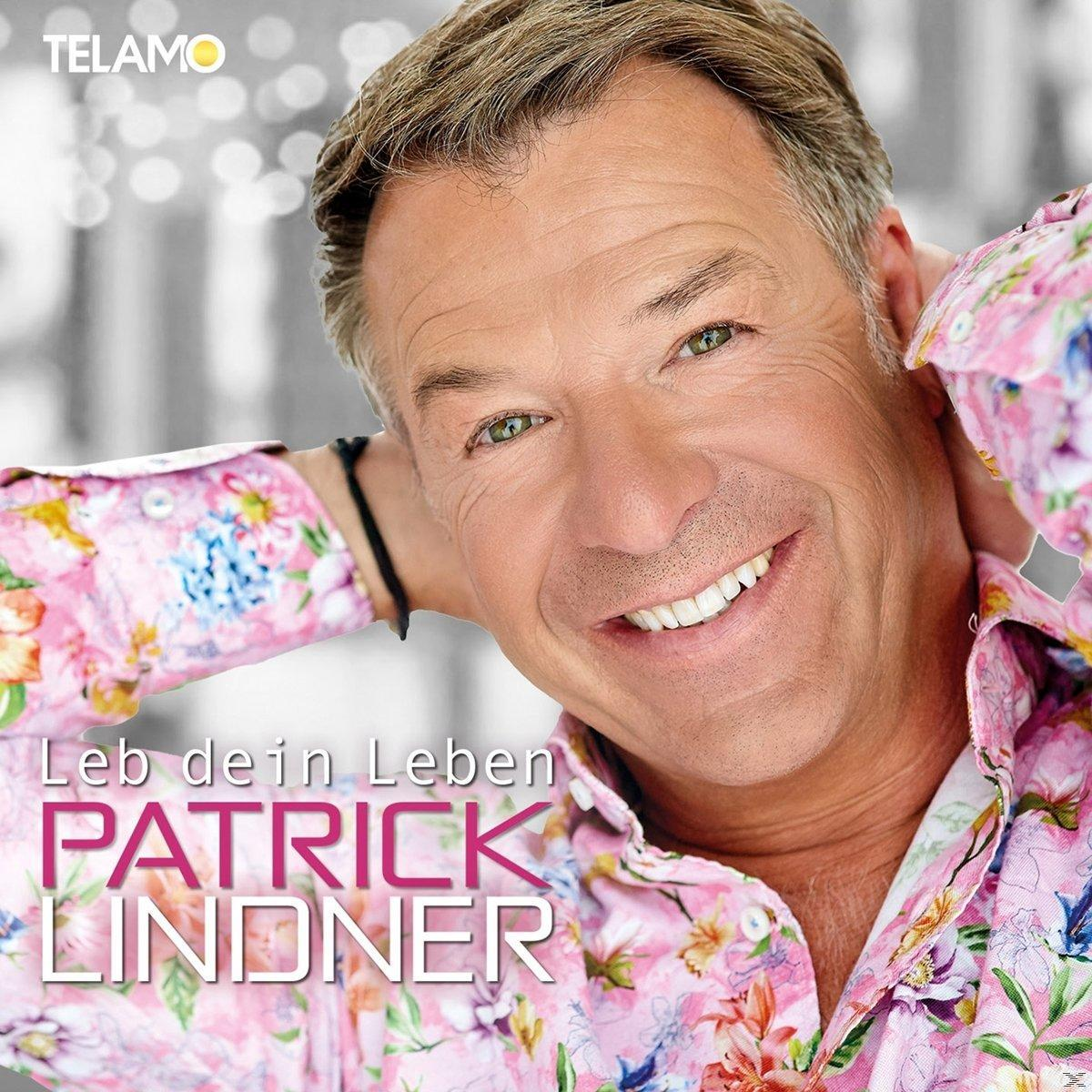 Albumcover mit einem lächelnden Mann in einem floralen Hemd. Text sagt Patrick Lindner Leb dein Leben.