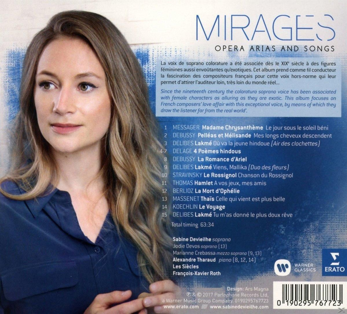 Mirages Albumcover. Eine Frau mit braunen Haaren, blauer Hintergrund.