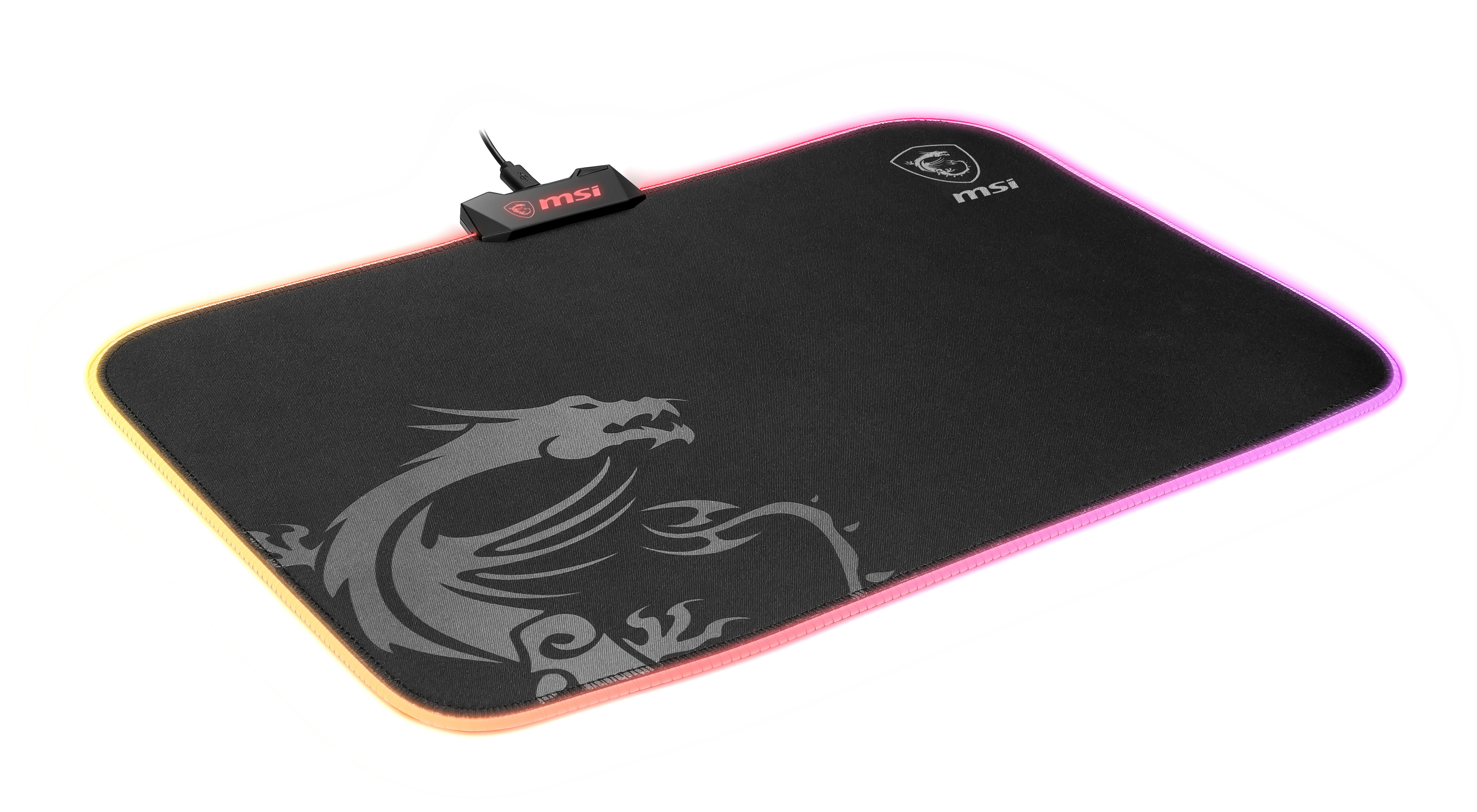 MSI Agility GD60 RGB Gaming Mauspad (flexibel, 386 x 276 x 4 mm, Drachen Logo, schwarz, 229 Gramm, RGB)