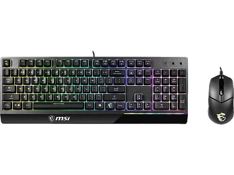 MSI Vigor GK30 Combo DE schwarz, Layout, GM11 Tastatur und Maus Gaming (kabelgebunden, GK30 QWERTZ Gaming Plunger RGB) Switch