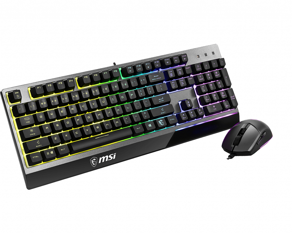 MSI und Gaming GK30 schwarz, Maus Combo Layout, Plunger Vigor RGB) Switch, QWERTZ Gaming (kabelgebunden, GK30 DE GM11 Tastatur