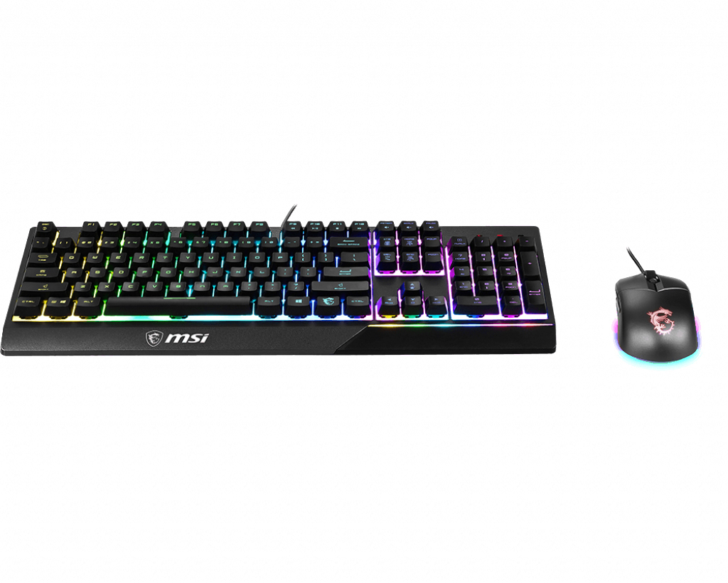MSI und Gaming GK30 schwarz, Maus Combo Layout, Plunger Vigor RGB) Switch, QWERTZ Gaming (kabelgebunden, GK30 DE GM11 Tastatur