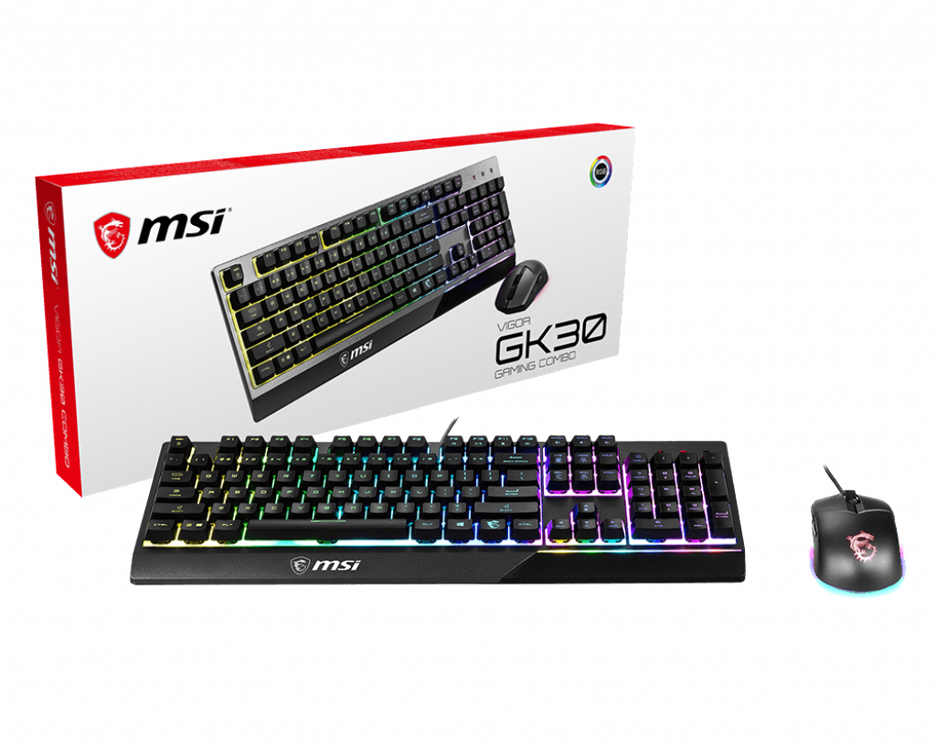 MSI Vigor Layout, und GK30 GM11 Plunger RGB) DE Switch, Maus Gaming GK30 Gaming Combo QWERTZ (kabelgebunden, Tastatur schwarz