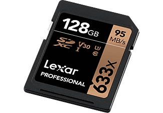LEXAR SDXC Professional 633x UHS-I V30 U3, SDXC Speicherkarte, 128 GB, 95 MB/s