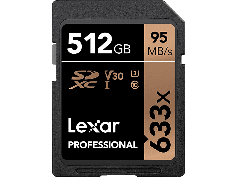 LEXAR SDXC Professional 633x UHS-I V30 U3, SDXC Speicherkarte, 512 GB, 95 MB/s