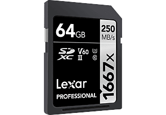 LEXAR SDXC Professional 1667x UHS-II V60 U3, SDXC Speicherkarte, 64 GB, 250 MB/s