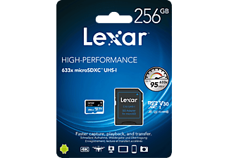 LEXAR High-Performance 633x UHS-I U3, Micro-SDXC Speicherkarte, 256 GB, 95 MB/s