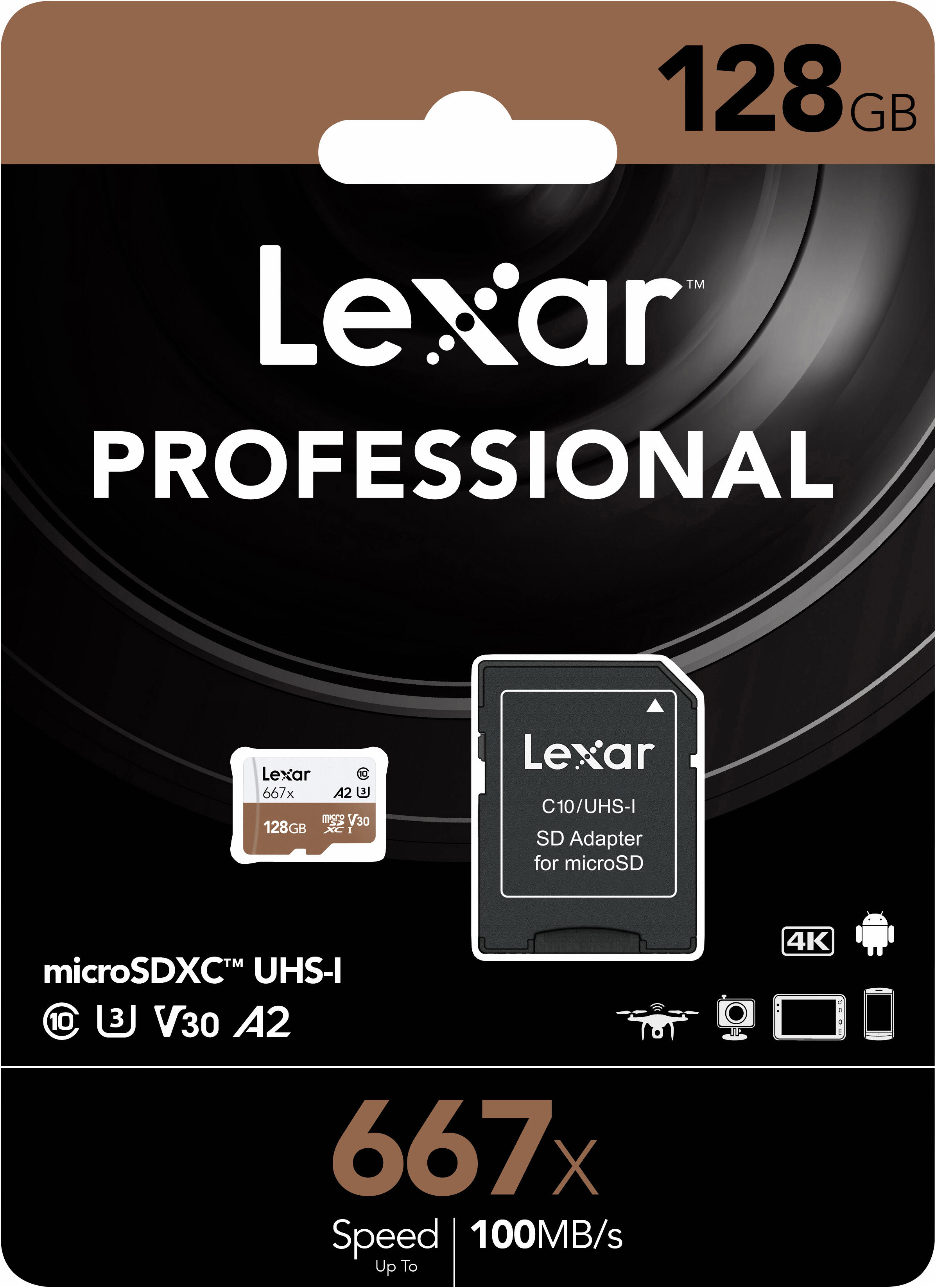 LEXAR High-Performance 667x UHS-I U3, Micro-SDXC Speicherkarte, 128 GB, 100 MB/s
