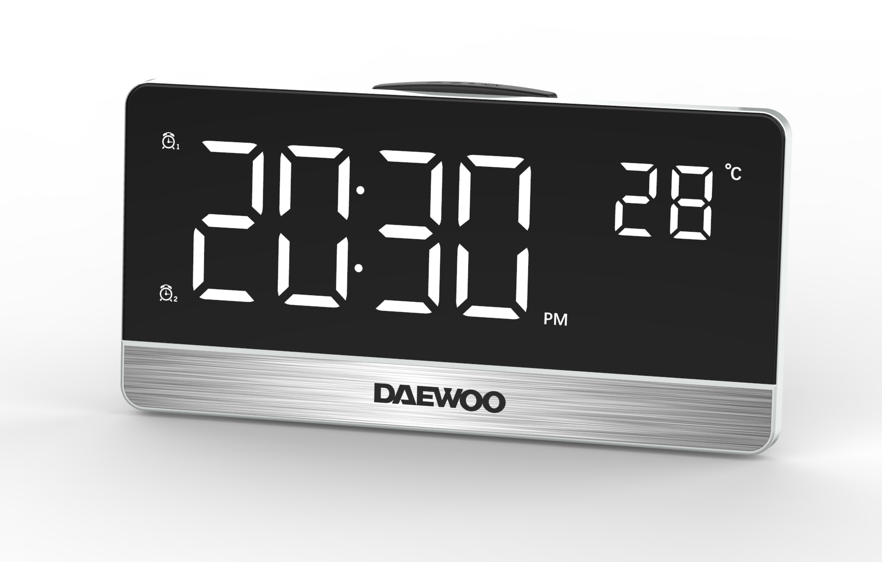Radio Reloj Despertador daewoo dcr570 con temperatura fm led grande alarma dual 10 presintonías plata dbf291