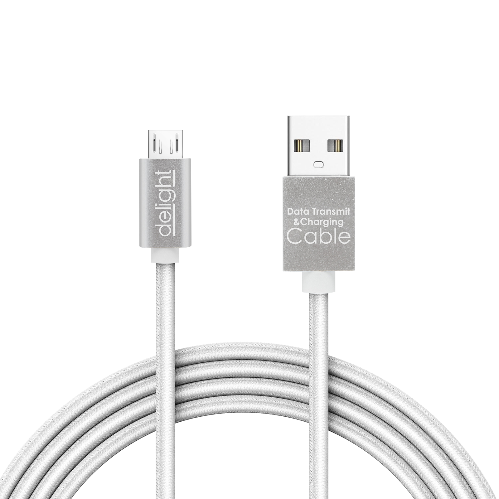 DELIGHT Adatkábel, Micro USB LED, ezüst, 1 M