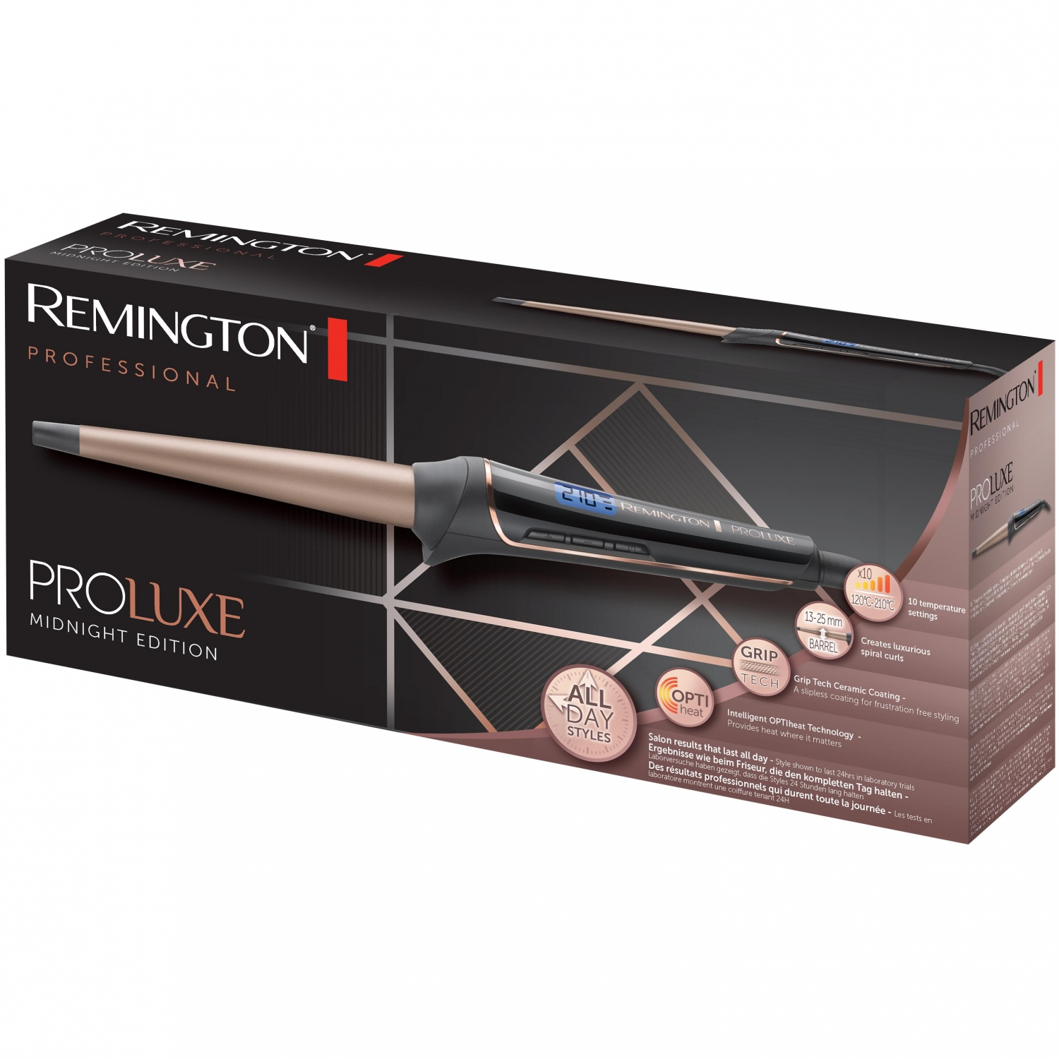 Rizador - Remington CI91W1B, 120-210ºC, OPTIHeat, Apagado automático, 3m, Rosa