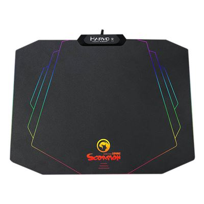 Alfombrilla gaming - Scorpion Mousepad MG02, Retroiluminada, Rígida, Negro