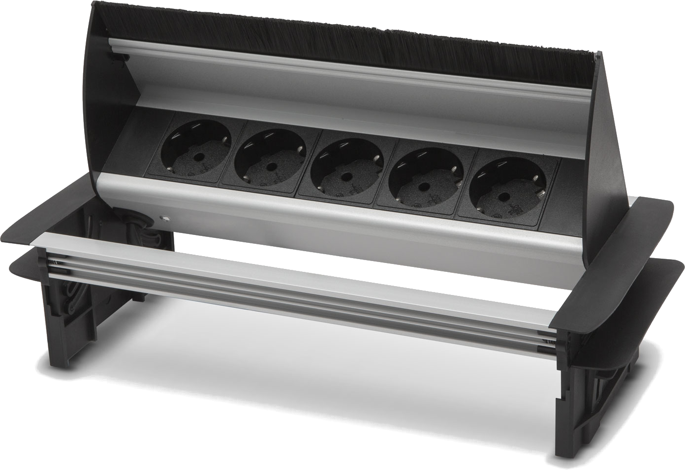 DELIGHT 20448 Felnyíló, rejtett elosztó - 5 db aljzat, fém ház, ezüst színű