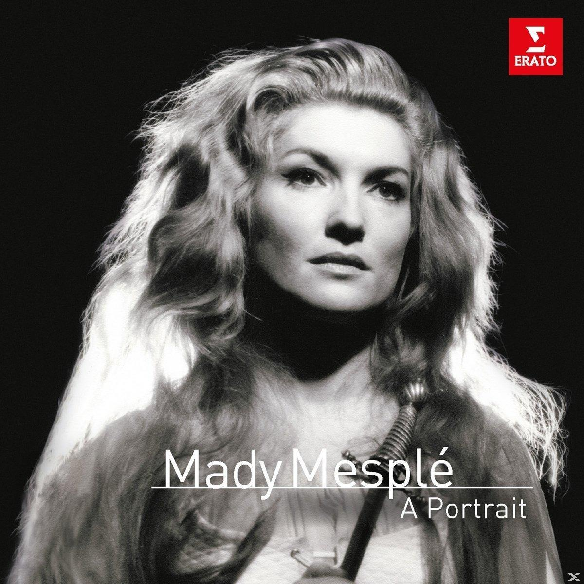 Albumcover. Schwarzweiß-Bild einer Frau mit langen Haaren, die ein Schwert hält. Text 'Mady Mesplé'.