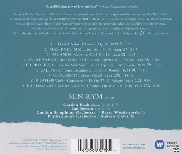 Album borítója, szöveggel egy hegedűművész emlékiratairól, a számlistáról és az előadó adatairól. Kék háttér fehér szöveggel.