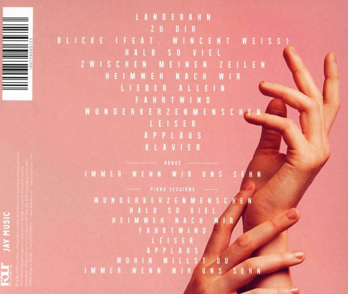 Albumcover mit Händen einer Frau und Songtiteln. Jay Music und F4R Logos.