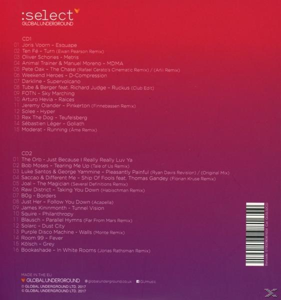 Rückseite einer CD mit einer Liste von Songs auf dunklem lila Hintergrund.