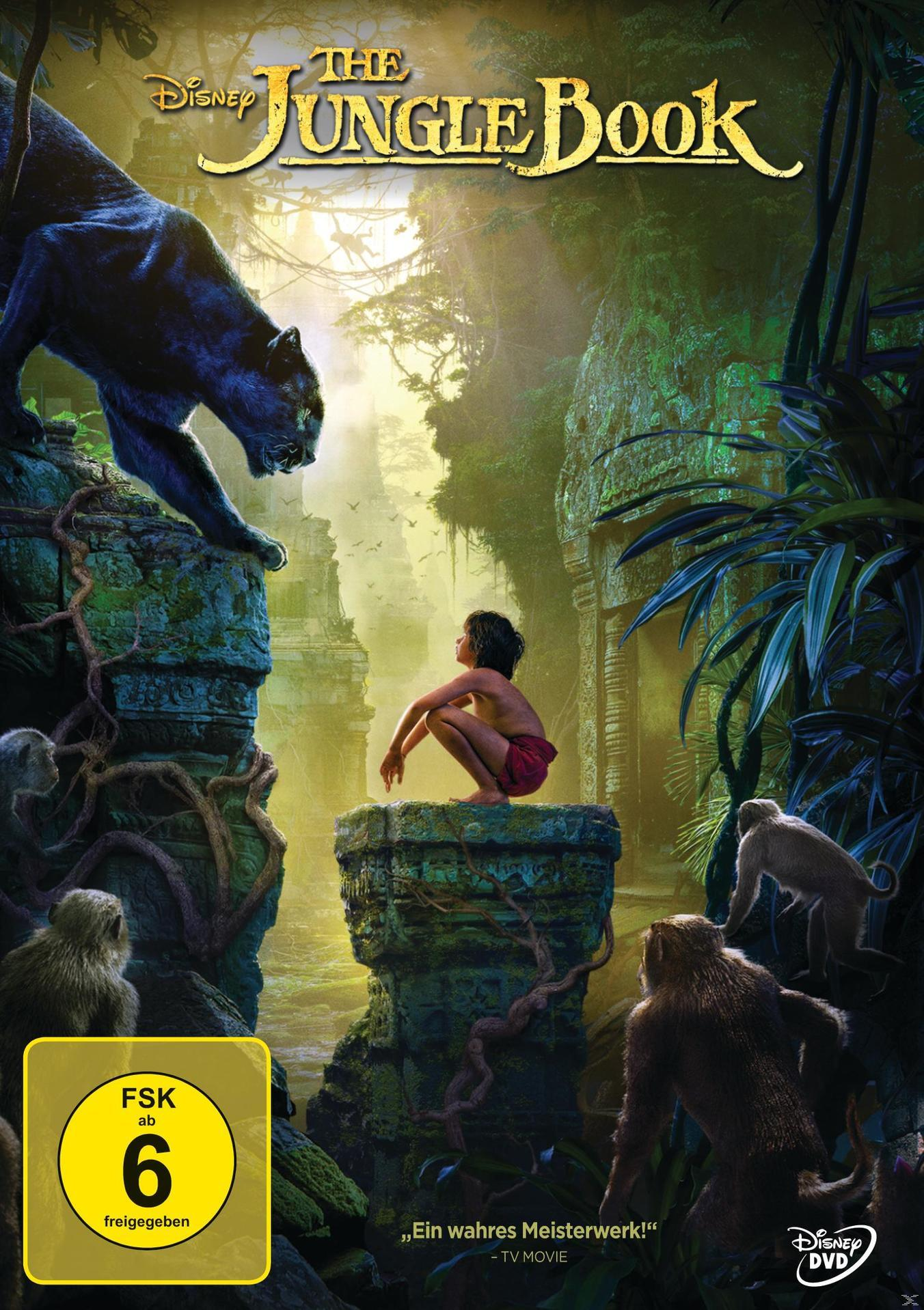 Jungle Book DVD-Cover: Mogli, Panther, Affen und Dschungel.