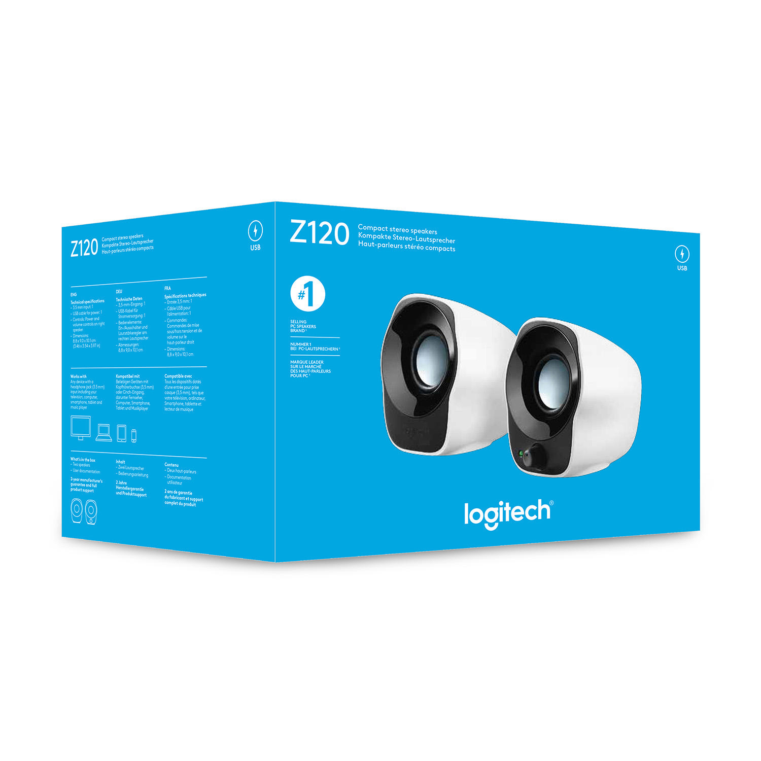 LOGITECH Z120 PC-Lautsprecher (Aktiv-Lautsprecher, Weiß