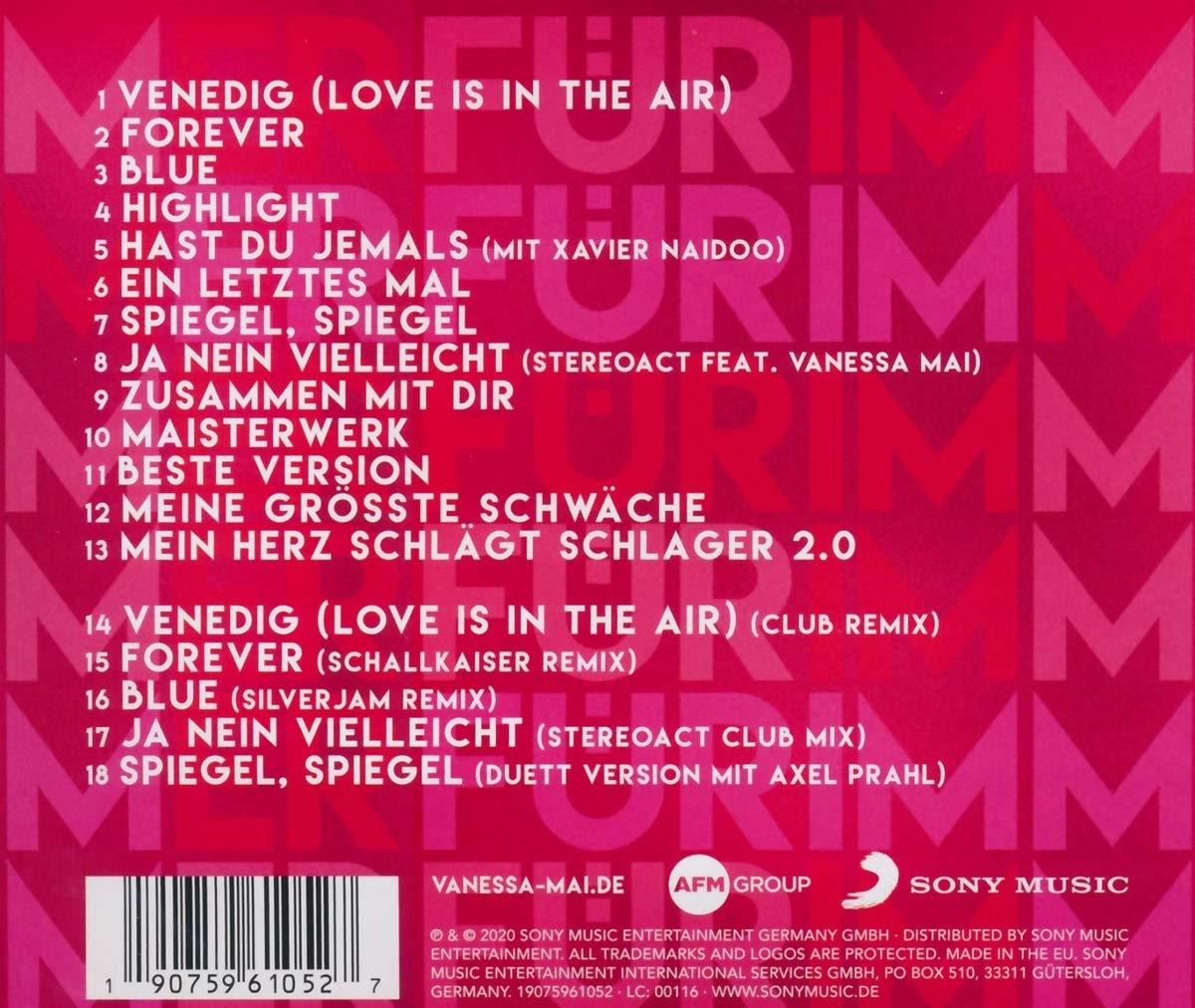 Albumcover mit Text und Titeln. Der Hintergrund ist rosa.