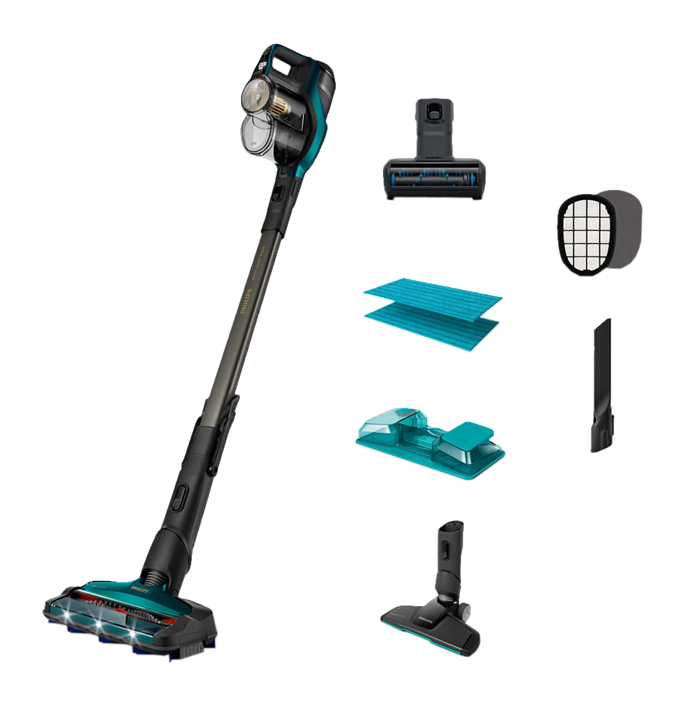 PHILIPS XC8147/01 SPEED PRO MAX AQUA - Aspirateur-balais rechargeable (Bleu/Noir)