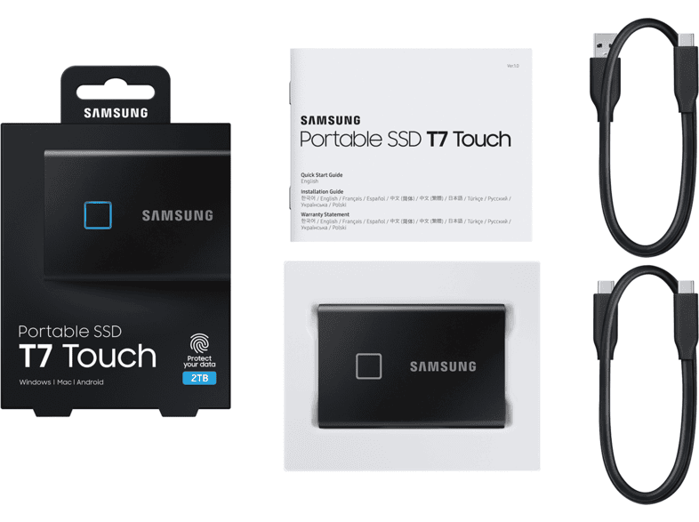 smokkel Klusjesman vangst SAMSUNG Externe harde schijf Portable SSD T7 Touch 2 TB Zwart (MU-PC2T0K/WW)