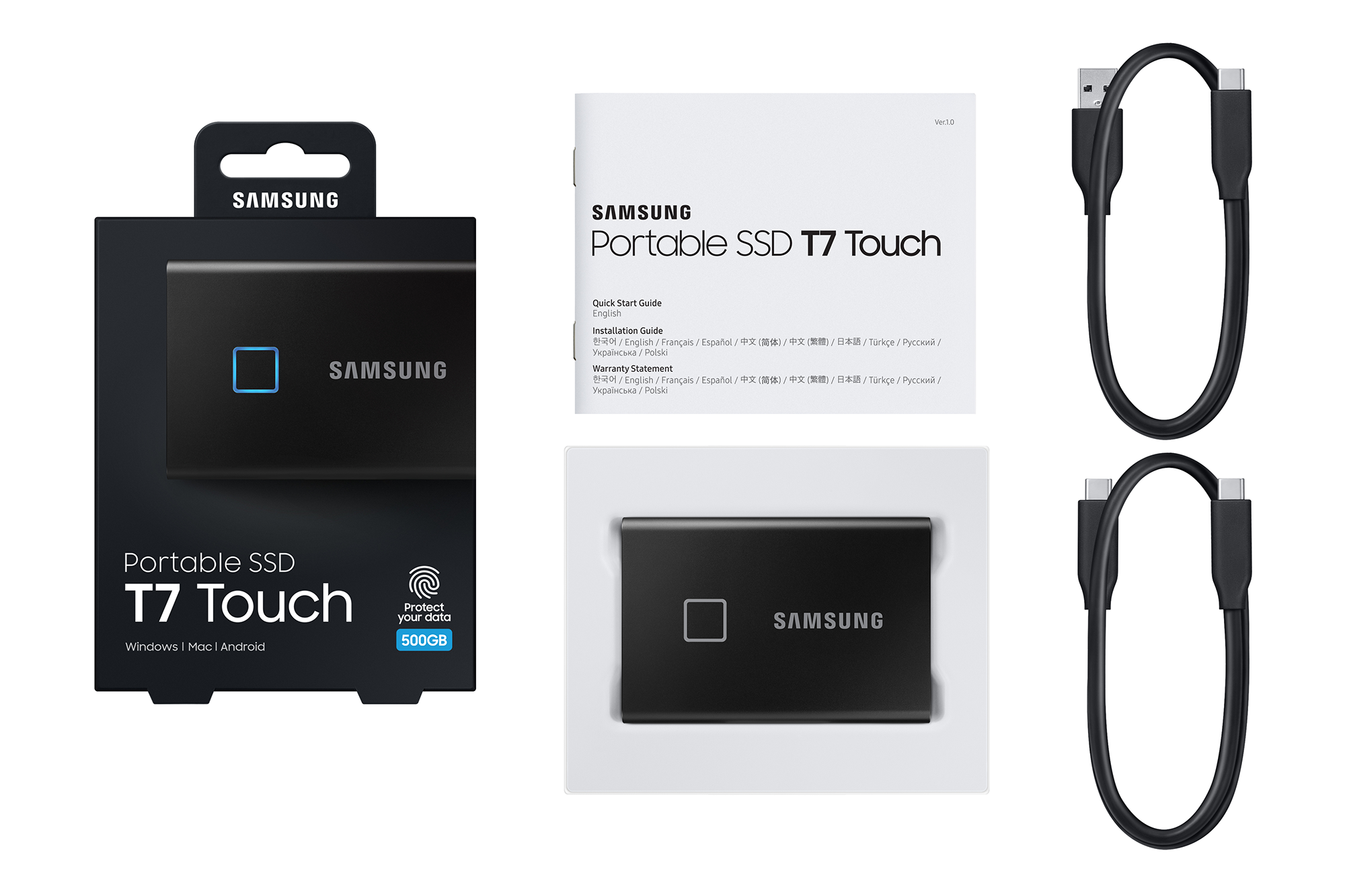 SAMSUNG SSD Portable T7 Touch - 2TB - Zwart
