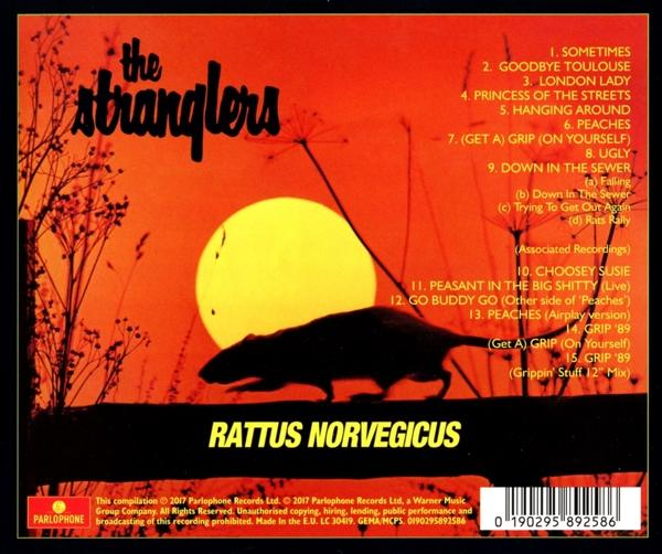 Egy zenei album borítójának hátulja. Dalszövegek és egy patkány képe látható.