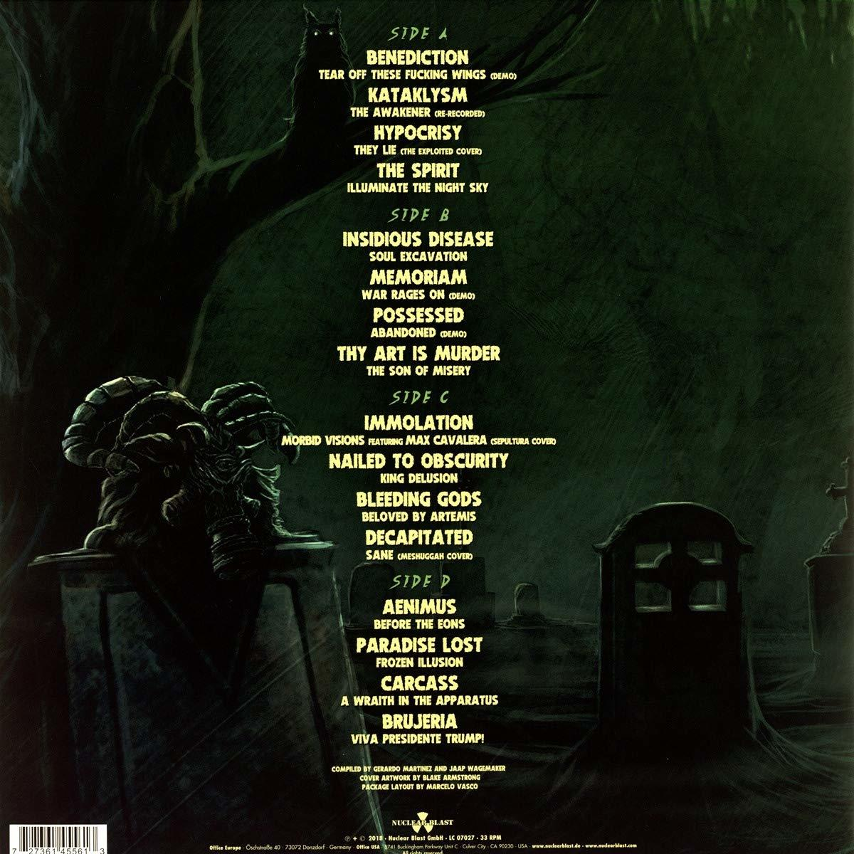 Sötét album borító sárga betűs zenekari és dalcím listával.
