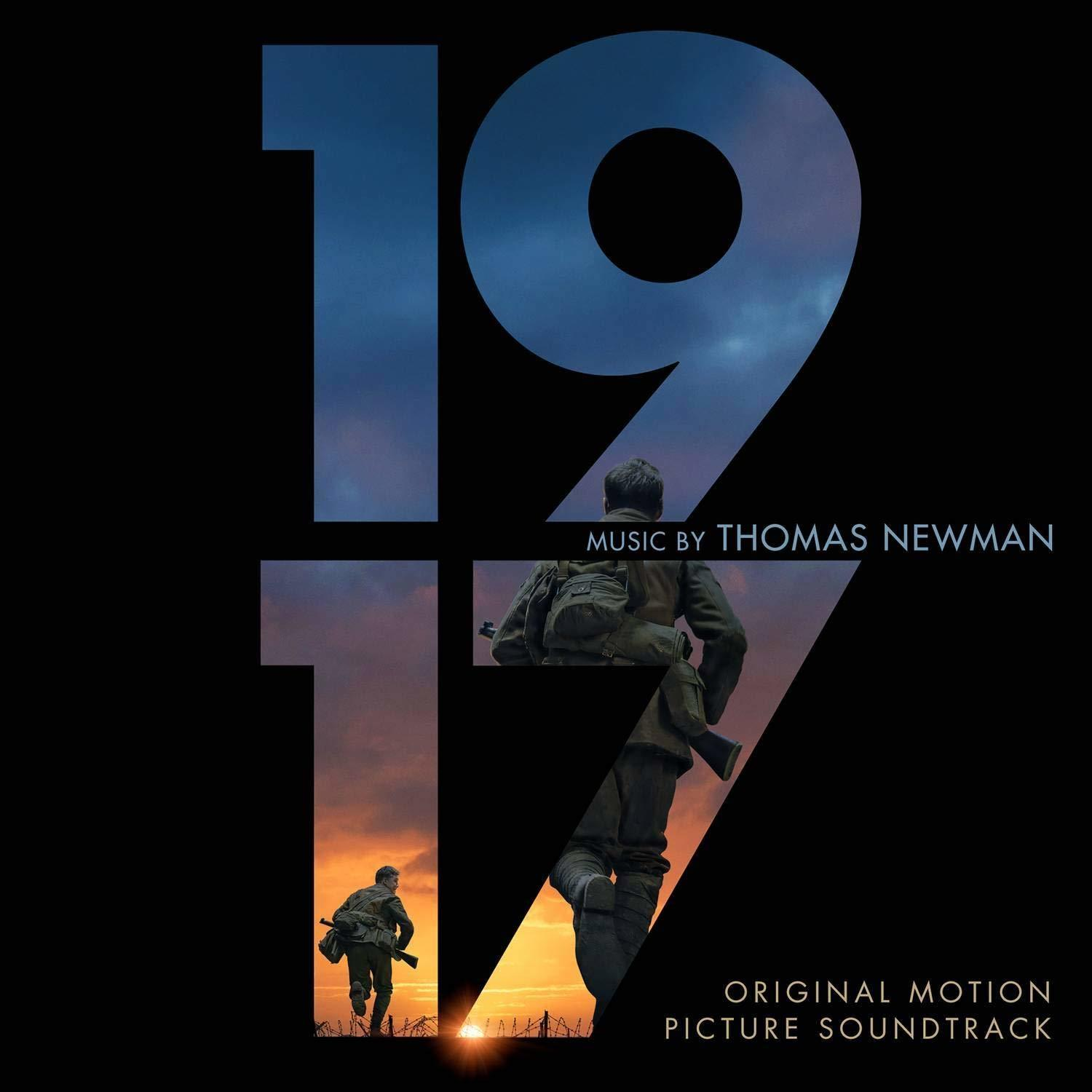 Az '1917' film plakátja. Katona fut, a 19 nagy, a 17 a háttérben.