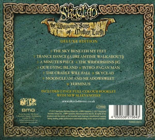 Albumcover. Ein grün-braunes Design im keltischen Stil umrahmt die Songtitel.