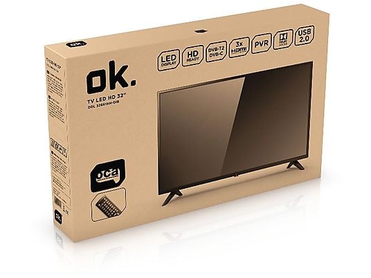 TV LED 32" - OK ODL 32661HN, HD, TDT2, Dolby Audio, Personal Video Recorder, Compatible VESA, Negro