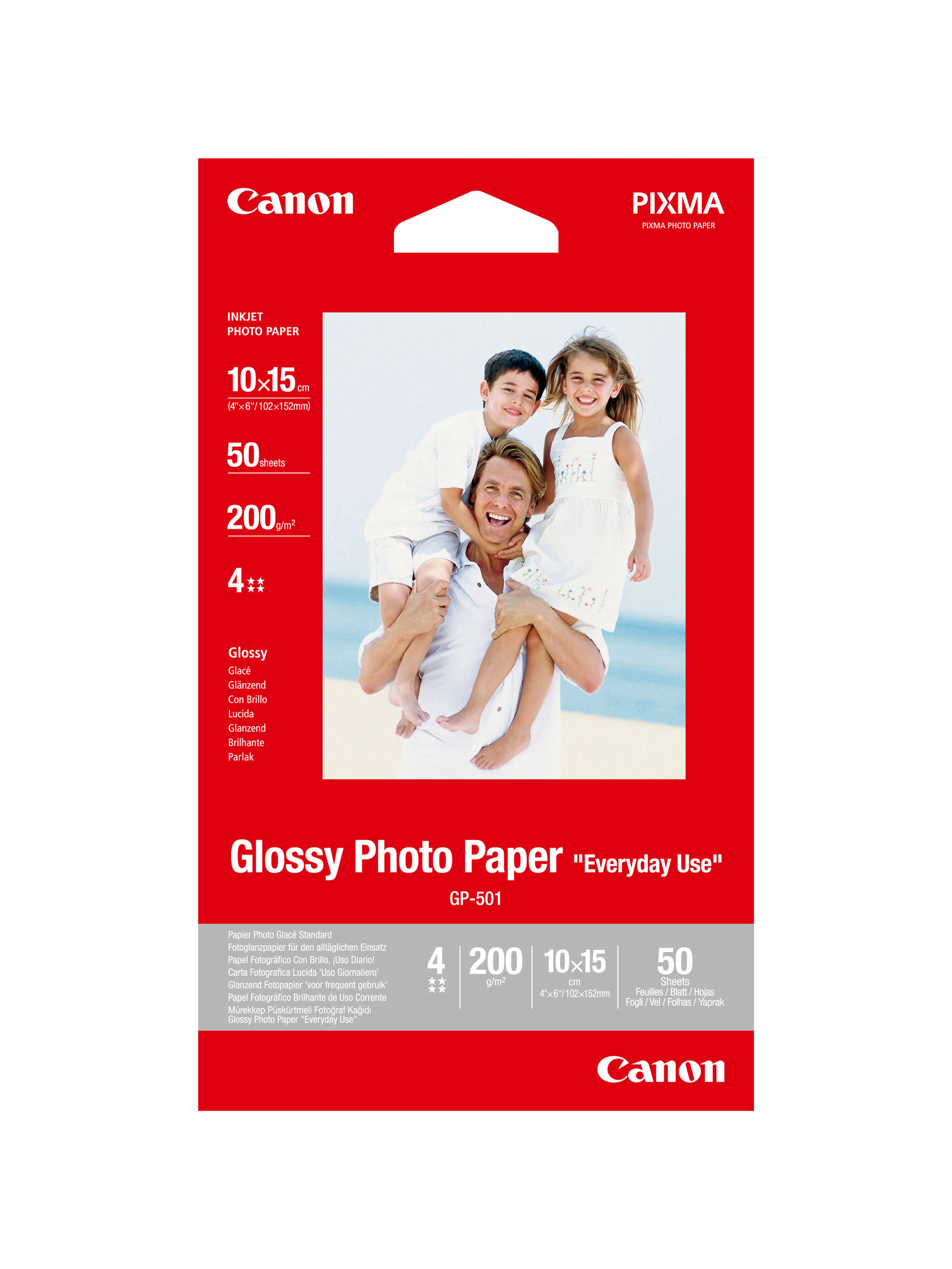 CANON GP-501 4X6 GP-501 - 10X15, SHEETS Fotopapier 50 Blatt glänzend Canon Fotoglanzpapier 50