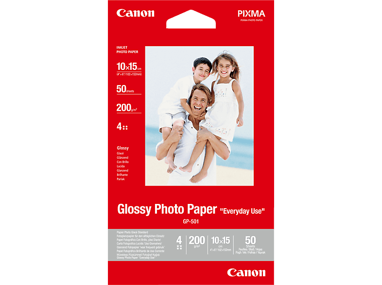 CANON GP-501 4X6 50 SHEETS Fotopapier glänzend - Canon GP-501 Fotoglanzpapier 10X15, 50 Blatt