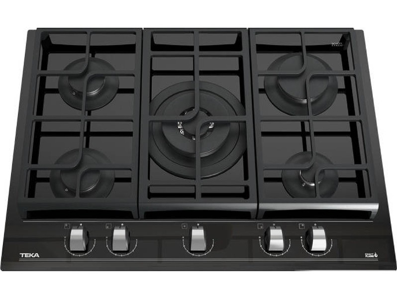 Encimera - Teka EXACT FLAME GZC 75330 XBB, Gas, Mecánico, 5 quemadores, Negro