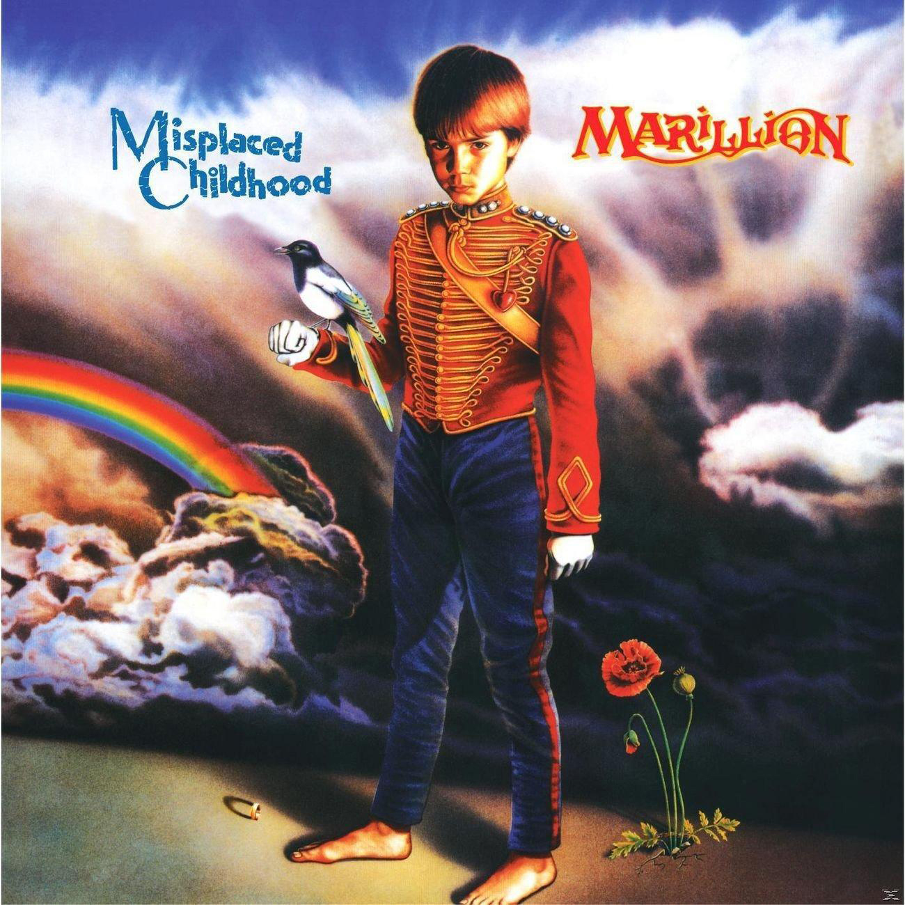 Albumcover. Ein Junge in roter Uniform hält einen Vogel. Regenbogen und Blume im Hintergrund.