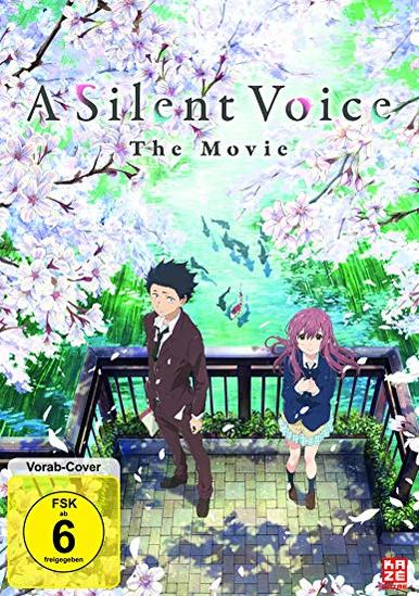 Anime-DVD-Cover: zwei Teenager auf einer Brücke mit Kirschblüten und Filmtitel.